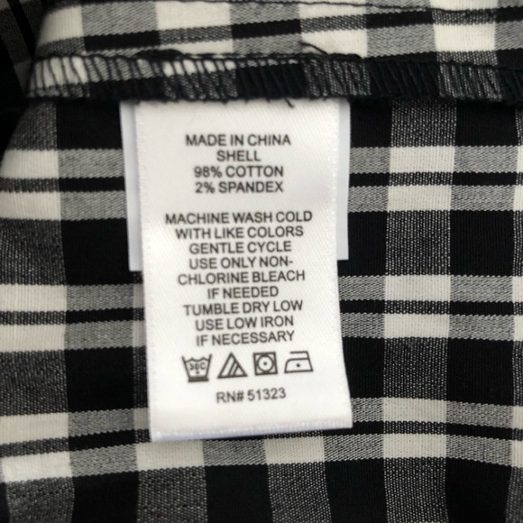 Nordstrom 1. State Off Shoulder Blouse black Checkered Size Medium Bell Sleeves - Picture 9 of 9